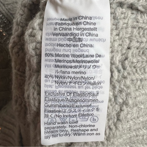 J. Crew Merino Wool Blend Cable Knit Sequin Sweater Heather Dusk Grey Size Small - Picture 6 of 8